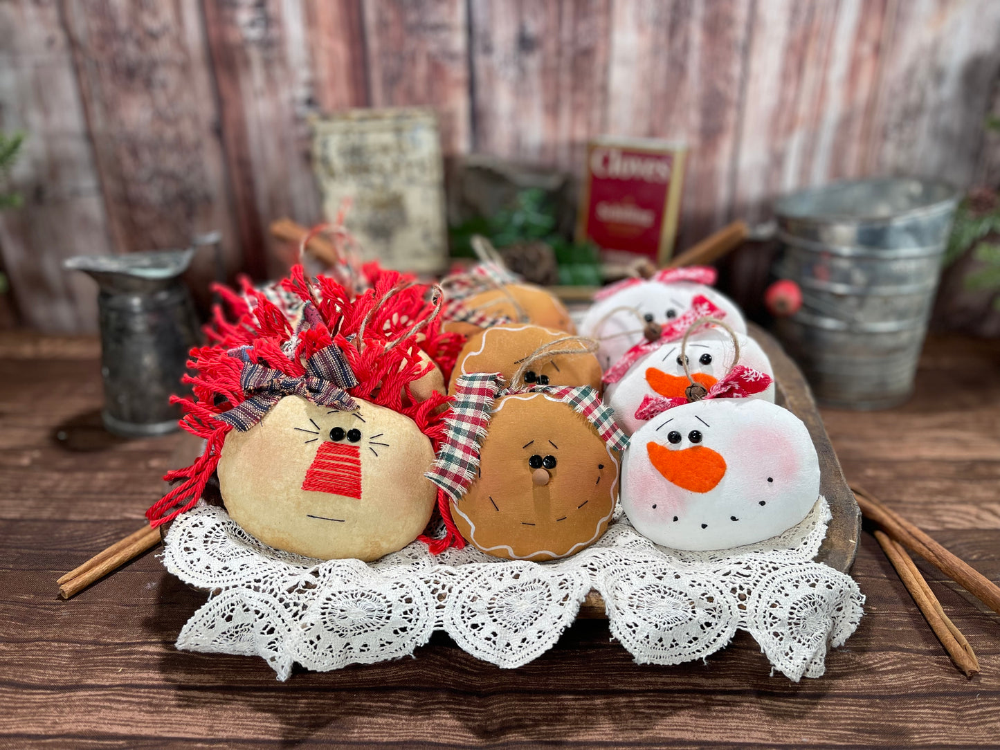 Annie, Gingy, and Snowman Ornies