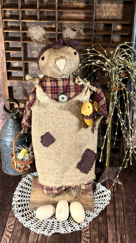 Tattered Bunny with Baby Chick