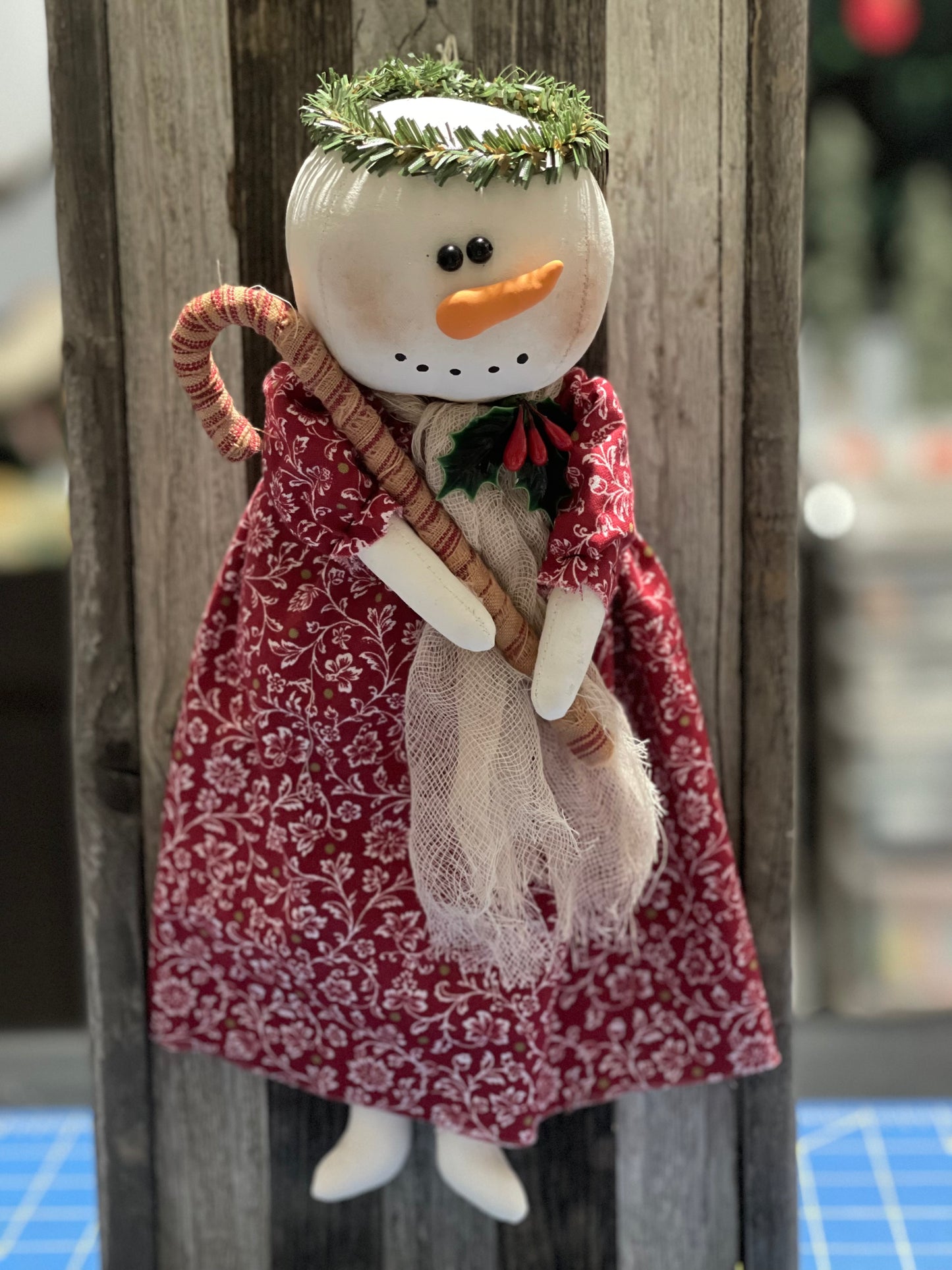 Snowgirl Holding Candy Cane